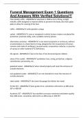 Funeral Management Exam 1 Questions And Answers With Verified Solutions&excl;&excl;&excl;