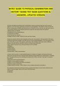BATES- GUIDE TO PHYSICAL EXAMINATION AND HISTORY TAKING TEST BANK QUESTIONS & ANSWERS&semi; GRADED A&plus;