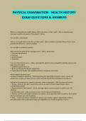 PHYSICAL EXAMINATION - HEALTH HISTORY EXAM QUESTIONS & ANSWERS