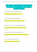 Bontrager&semi; Radiographic Positioning&colon; Final Exam Questions and Answers  Already Passed