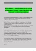 Fundamental Considerations in the Wealth Management Process&period; Exam Questions And Answers&period; Verified And Updated&period;