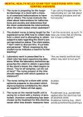 MENTAL HEALTH NCLEX EXAM TEST QUESTIONS WITH 100&percnt; VERIFIED ANSWERS
