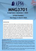 MNG3701 Assignment 1 &lpar;ANSWERS&rpar; Semester 1 2025 - DISTINCTION GUARANTEED