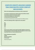 COMPUTER CONCEPTS 2024&sol;2025 SUMMER  FINAL EXAM MULTIPLE CHOICE COMPLETE  AND ACCURATE&period;