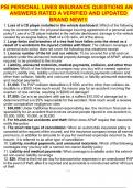 PSI PERSONAL LINES INSURANCE QUESTIONS AND ANSWERS RATED A VERIFIED AND UPDATED BRAND NEW&excl;&excl;&excl;