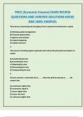 FNCE &lpar;Economic Finance&rpar; EXAM REVIEW  QUESTIONS AND VERIFIED SOLUTIONS RATED  AND 100&percnt; VERIFIED