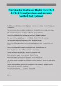 Nutrition for Health and Health Care Ch&period; 3 & Ch&period; 4 Exam Questions And Answers&period; Verified And Updated&period;