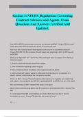 Session 2&colon; NFLPA Regulations Governing Contract Advisors and Agents&period; Exam Questions And Answers&period; Verified And Updated&period;