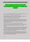 Sports Management Final MGMT 5643 Exam Questions And Answers&period; Verified And Updated&period;