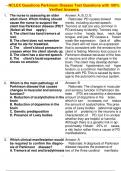 1 &sol; 8 NCLEX Questions Parkinson Disease Test Questions with 100&percnt; Verified Answers