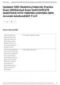 Updated&colon; HESI Obstetrics&sol;Maternity Practice Exam &lpar;2025&rpar;Actual Exam Test&vert;COMPLETE QUESTIONS WITH VERIFIED ANSWERS &lpar;100&percnt; Accurate Solutions&rpar;&vert;GET IT A&plus;&excl;&excl;