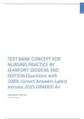 TEST BANK CONCEPT FOR NURSING PRACTICE BY JEANFORT GIDDENS 3RD EDITION Questions with 100&percnt; correct Answers Latest Version 2025 GRADED A&plus;