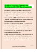 MLO Pre- Licensing Course Exam  Questions with 100&percnt; Correct Answers