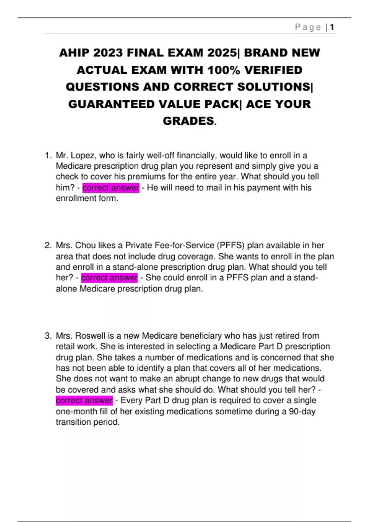 AHIP 2023 FINAL EXAM 2025| BRAND NEW ACTUAL EXAM WITH 100% VERIFIED ...