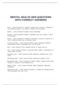 MENTAL HEALTH 3003 QUESTIONS WITH CORRECT ANSWERS
