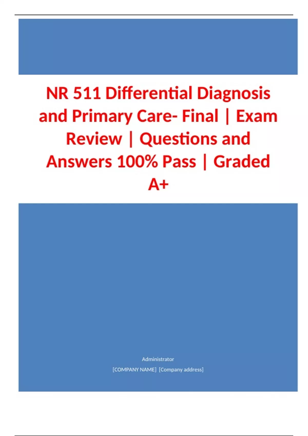 NR 511 FINAL EXAM REVIEW 2025, GRADE A Questions and Answers - NR 511 ...