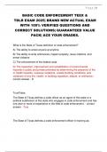 BASIC CODE ENFORCEMENT TEEX &  TDLR EXAM 2025&vert; BRAND NEW ACTUAL EXAM  WITH 100&percnt; VERIFIED QUESTIONS AND  CORRECT SOLUTIONS&vert; GUARANTEED VALUE  PACK&vert; ACE YOUR GRADES&period;