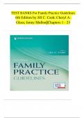 TEST BANKS For Family Practice Guidelines 6th Edition by Jill C&period; Cash&semi; Cheryl A&period; Glass&semi; Jenny Mullen&vert;&vert;Chapters 1 - 23 with correct answers
