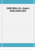 TAMU BIOL 213 - Exam 1 Study Guide 2025