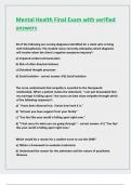 Mental Health Final Exam with verified answers