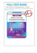 Test Bank For Stahl's Essential Psychopharmacology&colon; Neuroscientific Basis and Practical Applications 5th Edition By Stephen M&period; Stahl All Chapters 1-13 LATEST