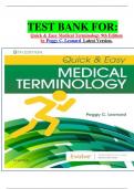 TEST BANK FOR&colon; Quick & Easy Medical Terminology 9th Edition by Peggy C&period; Leonard  Latest Version&period;