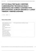 CCT CCI EXAM TEST BANK &vert; CERTIFIED CARDIOGRAPHIC TECHNICIAN EXAM &vert; QUESTIONS AND CORRECT ANSWERS WITH EXPLANATIONS &vert; ALREADY GRADED A&plus; &vert; LATEST VERSION &vert; VERIFIED ANSWERS