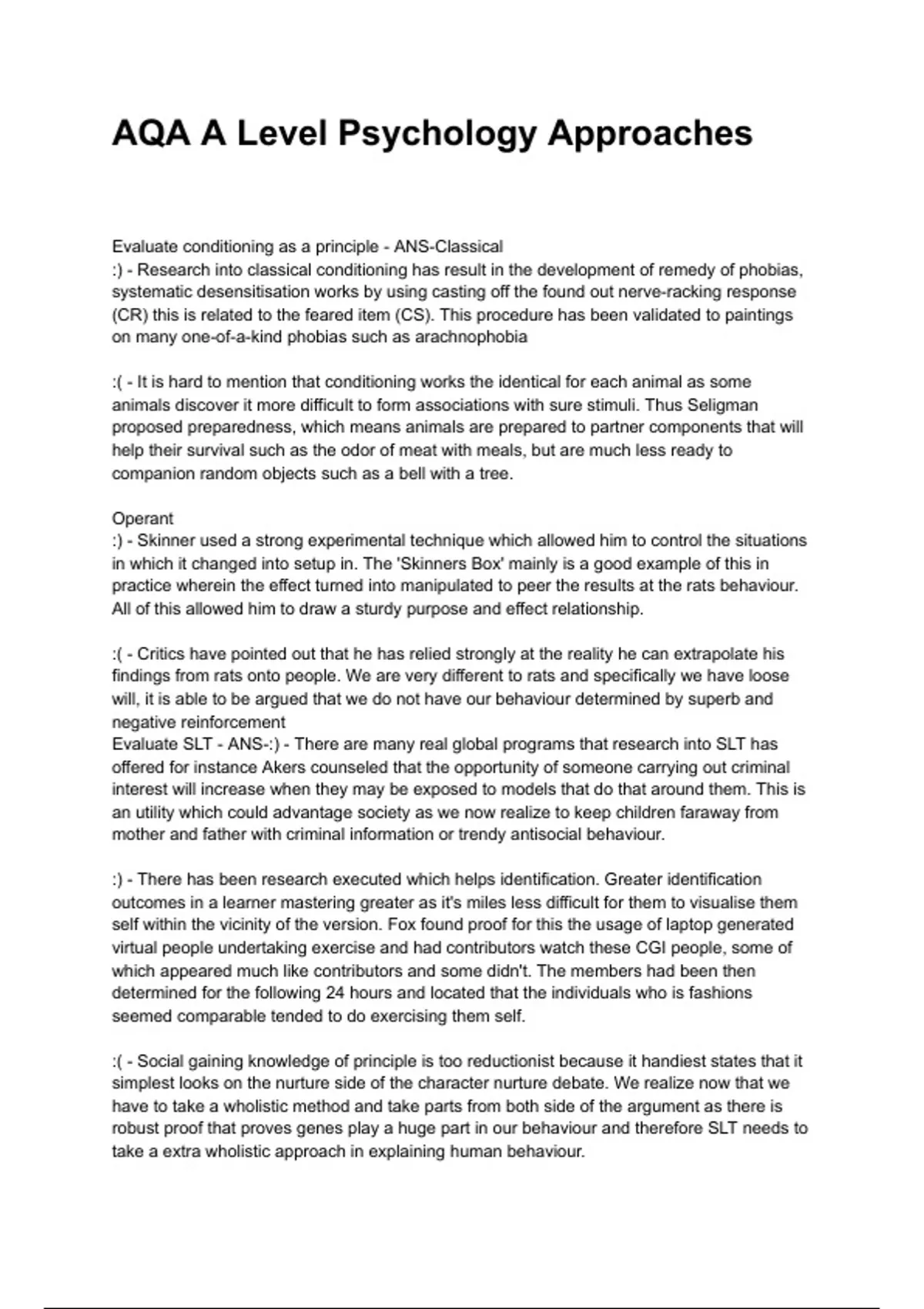 AQA A Level Psychology Approaches NEWEST 2025/2026 ACTUAL EXAM COMPLETE ...