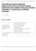 AFAA PRIMARY GROUP EXERCISE CERTIFICATION EXAM AND STUDY GUIDE &vert; QUESTIONS AND CORRECT DETAILED ANSWERS &vert; GRADED A&plus; &vert; LATEST EXAM &vert; VERIFIED ANSWERS