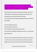 Certified Medical-Surgical Registered  Nurse Sample Questions 2024&sol;2025 with  100&percnt; Correct Answers &vert; Rated A&plus;