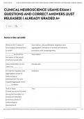 CLINICAL NEUROSCIENCE USAHS EXAM &vert; QUESTIONS AND CORRECT ANSWERS &lpar;JUST RELEASED&rpar; &vert; ALREADY GRADED A&plus;