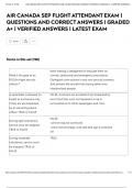 AIR CANADA SEP FLIGHT ATTENDANT EXAM &vert; QUESTIONS AND CORRECT ANSWERS &vert; GRADED A&plus; &vert; VERIFIED ANSWERS &vert; LATEST EXAM