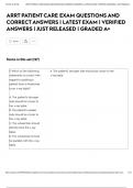 ARRT PATIENT CARE EXAM QUESTIONS AND CORRECT ANSWERS &vert; LATEST EXAM &vert; VERIFIED ANSWERS &vert; JUST RELEASED &vert; GRADED A&plus;