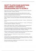 SCOTT PILATES EXAM QUESTIONS AND CORRECT ANSWERS &vert;A GRADE&lpar;DOWNLOAD TO SCORE A