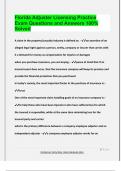 Florida Adjuster Licensing Practice  Exam Questions and Answers 100&percnt;  Solved