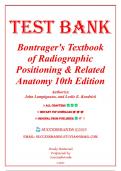 Test Bank for Bontrager's Textbook of Radiographic Positioning and Related Anatomy 10th Edition by Lampignano&comma; 9780323653671 &vert; All Chapters 1-20 