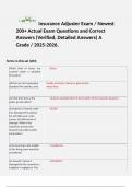 Insurance Adjuster Exam &sol; Newest 200&plus; Actual Exam Questions and Correct Answers &lpar;Verified&comma; Detailed Answers&rpar; A Grade &sol; 2025-2026&period; 