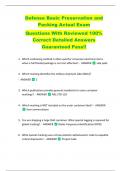 Defense Basic Preservation and  Packing Actual Exam   Questions With Reviewed 100&percnt;  Correct Detailed Answers  Guaranteed Pass&excl;&excl; 