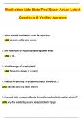 MEDICATION AIDE STATE FINAL EXAM &lpar;2025 &sol; 2026 Update&rpar; Questions and Verified Answers &vert; 100&percnt; Correct &vert; Grade A