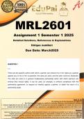 MRL2601 Assignment 1 &lpar;COMPLETE ANSWERS&rpar; Semester 1 2025 - DUE March 2025