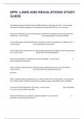 DPR- LAWS AND REGULATIONS STUDY GUIDE Actual Questions And Correct Verified Answers Graded A&plus;&period;