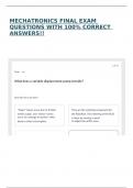 MECHATRONICS FINAL EXAM QUESTIONS WITH 100&percnt; CORRECT ANSWERS&excl;&excl;