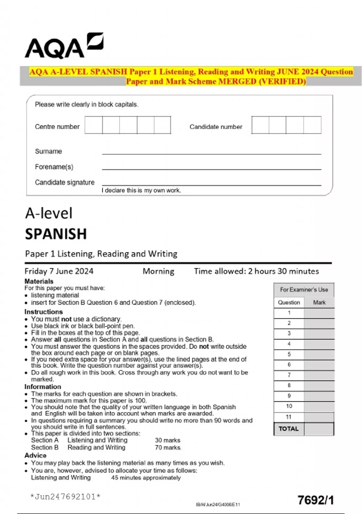 Aqa A Level Spanish _ A-level Spanish Complete Vocabulary Pack – OEZB