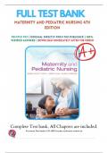 Test Bank For Maternity and Pediatric Nursing 4th Edition Ricci Kyle Carman  &vert; All Chapters with Answers and Rationales Newest Edition 2024 Version