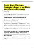 Texas State Plumbing Inspectors Exam Legal Study questions and answers&period;