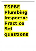 TSPBE Plumbing Inspector Practice Set questions and answers