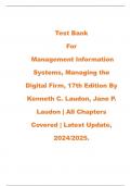 Test bank for Management Information Systems&colon; Managing the Digital Firm&comma; Global Edition 17th Edition by Kenneth Laudon & Jane Laudon&period;