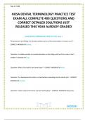 HOSA DENTAL TERMINOLOGY PRACTICE TEST EXAM ALL COMPLETE 400 QUESTIONS AND CORRECT DETAILED SOLUTIONS JUST RELEASED THIS YEAR ALREADY GRADED 