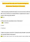 DOD Annual Security and Counterintelligence Awareness Exam &lpar;2025 &sol; 2026 Update&rpar; Questions and Verified Answers &vert; 100&percnt; Correct &vert; Grade A