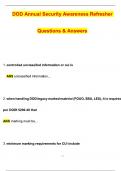 DOD Annual Security Awareness Exams BUNDLED DOD Annual Security Awareness Refresher &lpar;2025 &sol; 2026 Update&rpar; Questions and Verified Answers &vert; 100&percnt; Correct &vert; Grade A&plus; DOD Annual Security Awareness Exam study guide How to pass DOD Security Awareness Test Latest